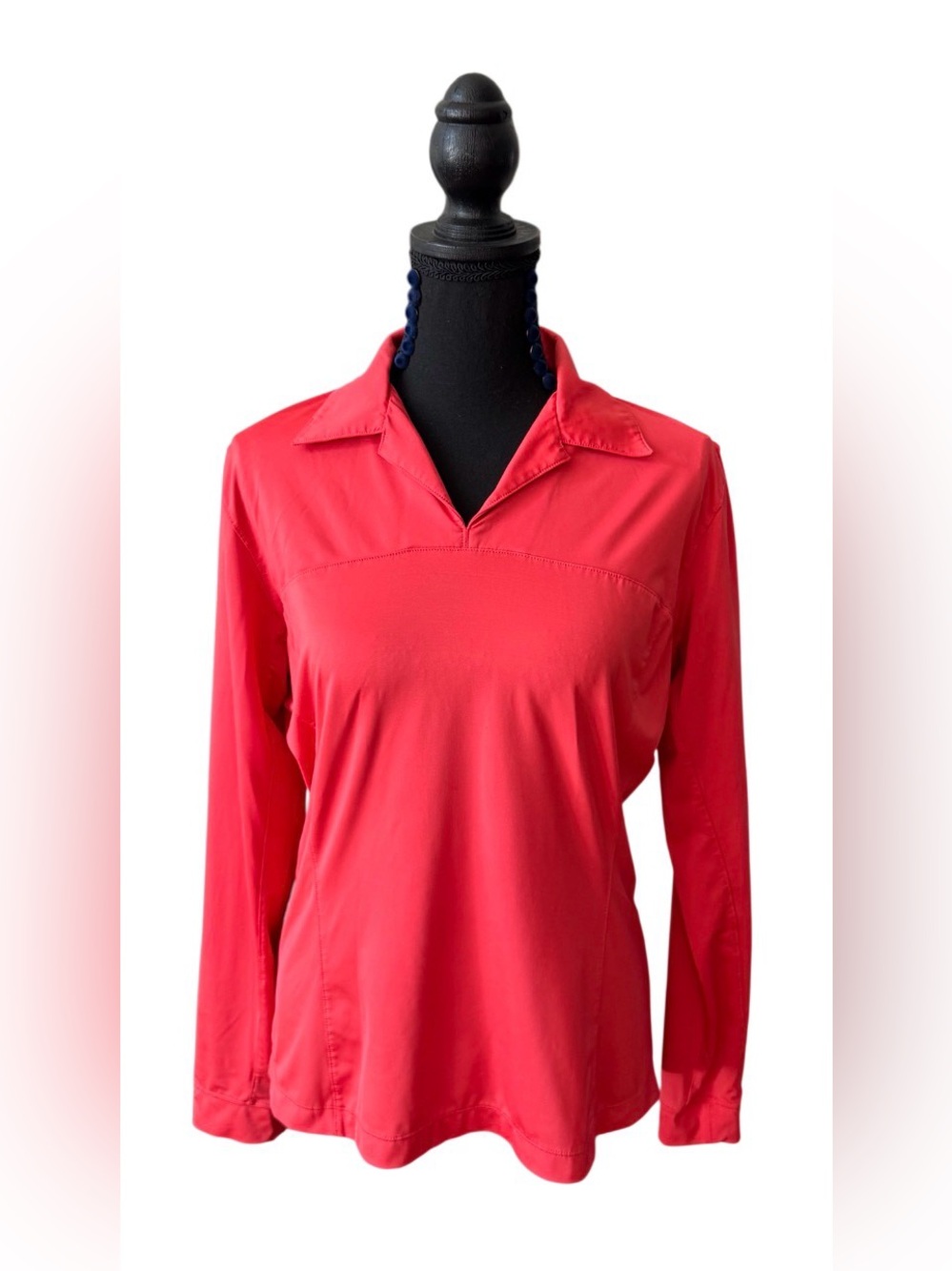 Nike Coral Red Long-Sleeve Pullover Polo Top